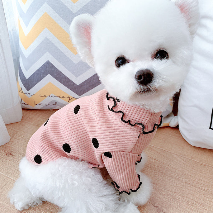 Polka Dot Turtleneck Pet Shirt – Soft & Cozy Pet Clothing