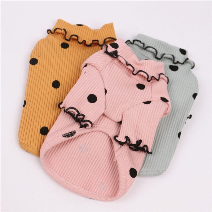 Polka Dot Turtleneck Pet Shirt – Soft & Cozy Pet Clothing