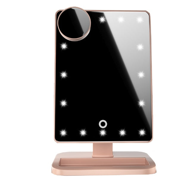 Touch Screen LED Makeup Mirror with 20 Lights, Bluetooth Speaker & 10X Magnification