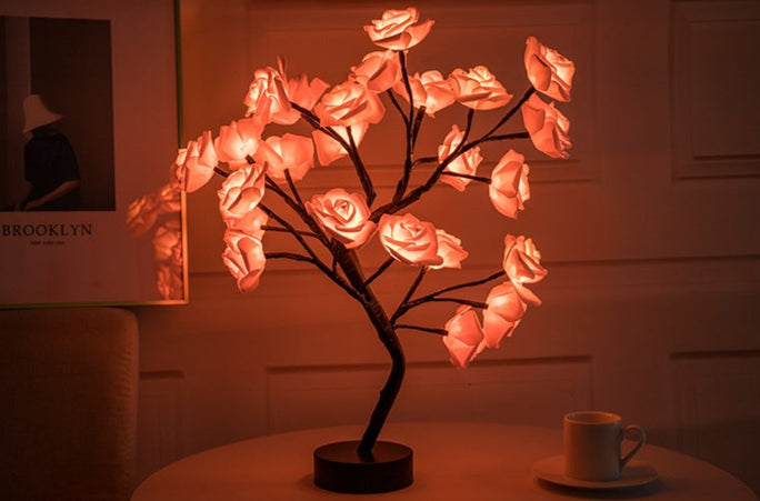 Rose Flower LED Night Light – USB & Battery Operated Table Lamp for Home Décor
