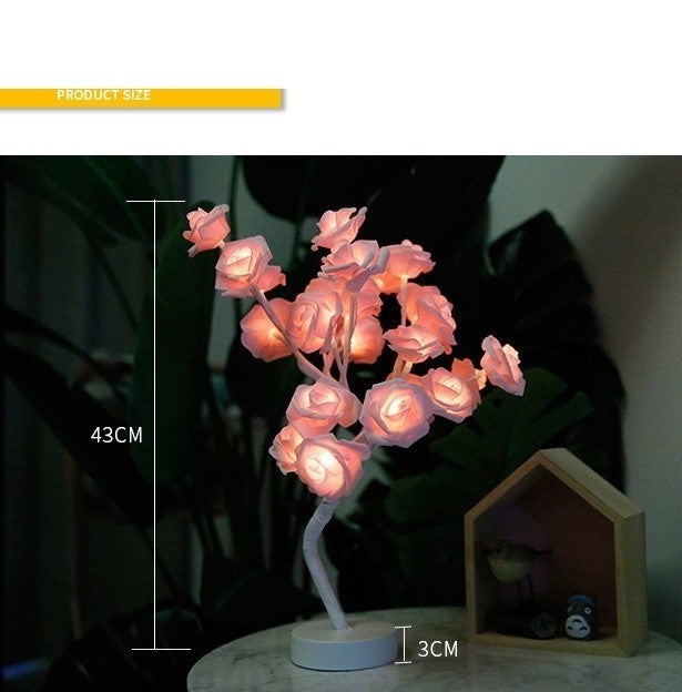 Rose Flower LED Night Light – USB & Battery Operated Table Lamp for Home Décor