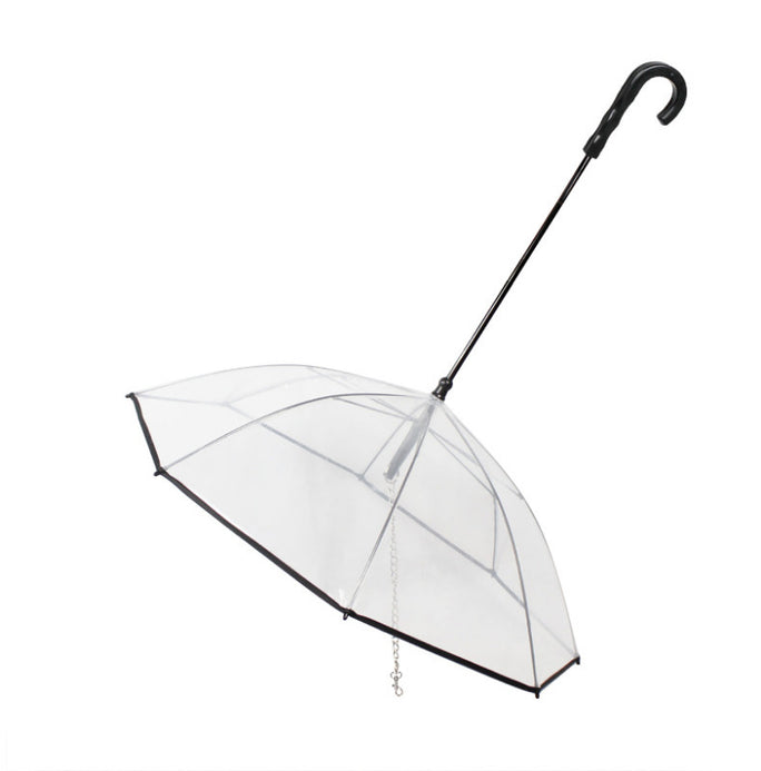 Transparent Dog Umbrella with Leash – Removable Pet Rain Protection