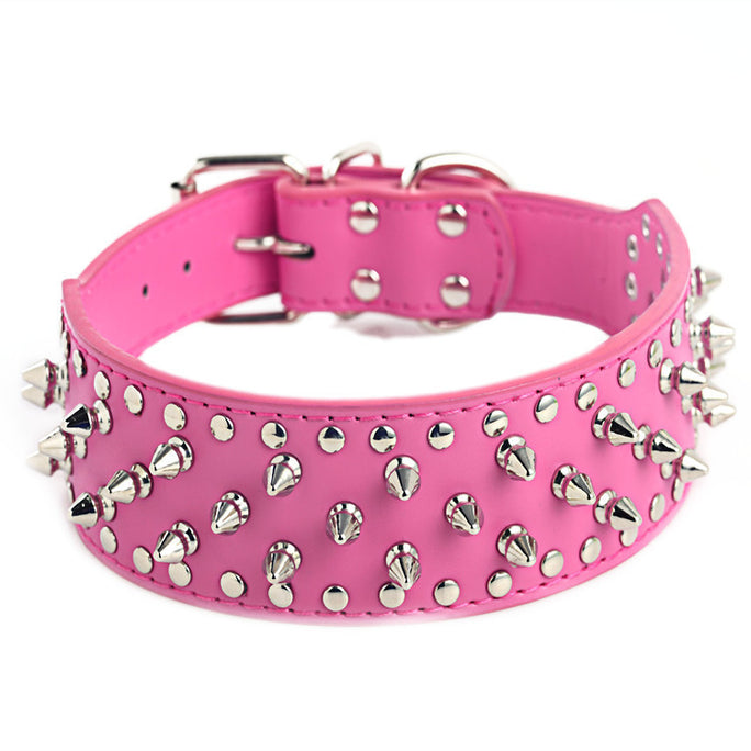 Heavy-Duty Rivet Dog Collar for Large Dogs - Adjustable Comfort Fit