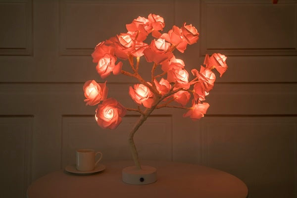 Rose Flower LED Night Light – USB & Battery Operated Table Lamp for Home Décor