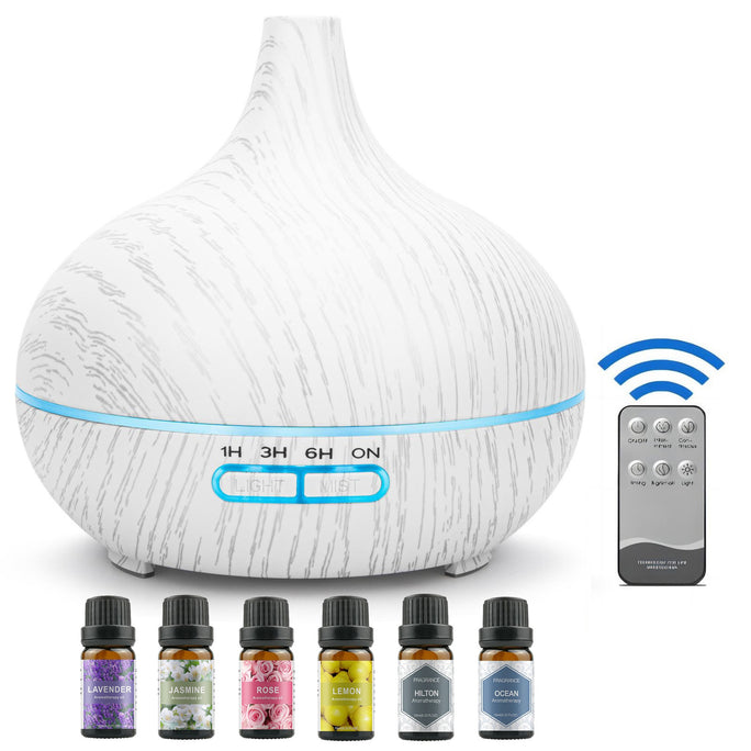 550ml Essential Oil Diffuser with Auto Shut-Off + 6-Pack Aromatherapy Oils