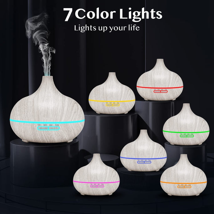550ml Essential Oil Diffuser with Auto Shut-Off + 6-Pack Aromatherapy Oils