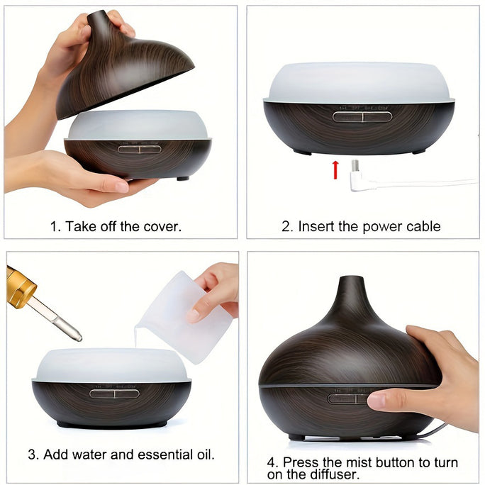 550ml Essential Oil Diffuser with Auto Shut-Off + 6-Pack Aromatherapy Oils
