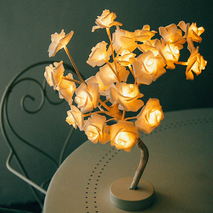 Rose Flower LED Night Light – USB & Battery Operated Table Lamp for Home Décor