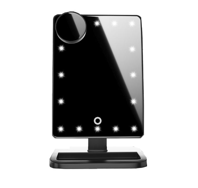 Touch Screen LED Makeup Mirror with 20 Lights, Bluetooth Speaker & 10X Magnification