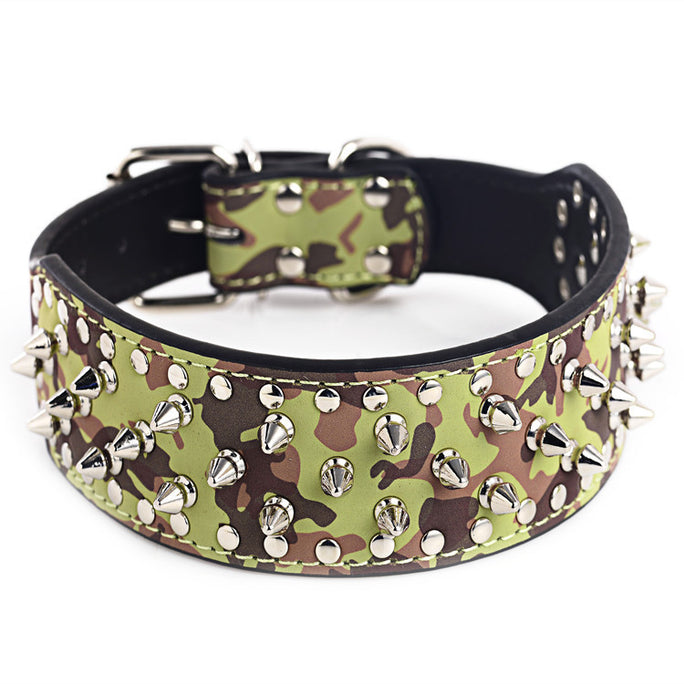 Heavy-Duty Rivet Dog Collar for Large Dogs - Adjustable Comfort Fit