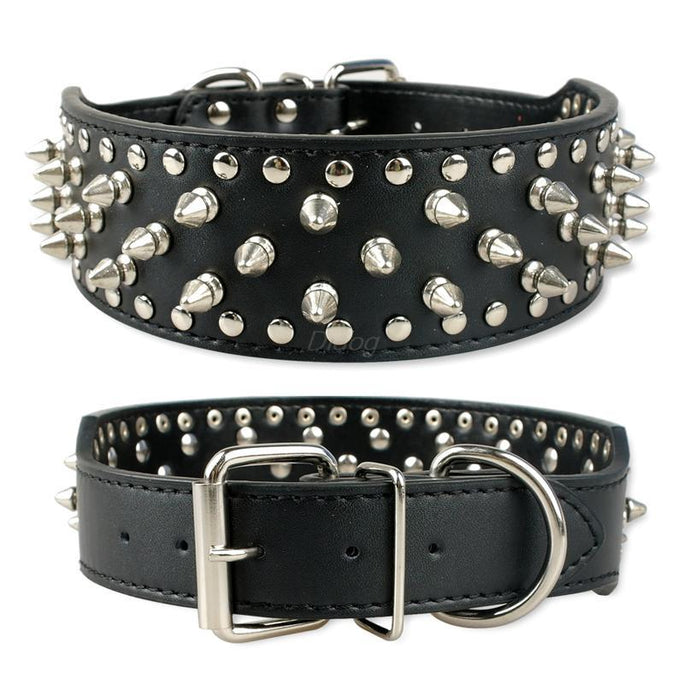 Heavy-Duty Rivet Dog Collar for Large Dogs - Adjustable Comfort Fit