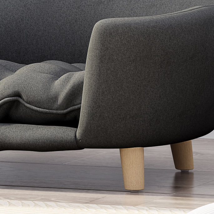 Mid-Century Modern Pet Bed – Tufted Cushion with Birch Wood Legs