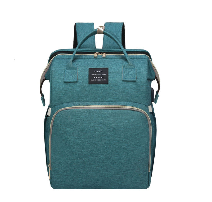 3-in-1 Baby Diaper Bag Backpack with Foldable Crib & Insulated Pockets
