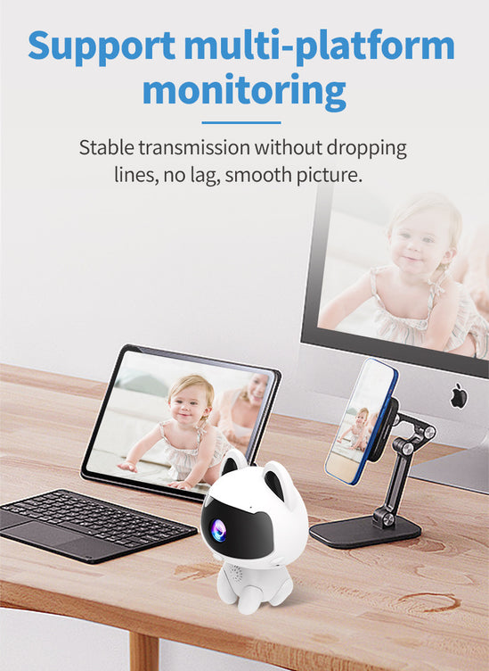 Cute Cat WiFi Smart Camera – V380 App Indoor Home & Baby Monitor