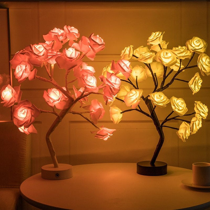 Rose Flower LED Night Light – USB & Battery Operated Table Lamp for Home Décor