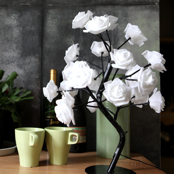 Rose Flower LED Night Light – USB & Battery Operated Table Lamp for Home Décor