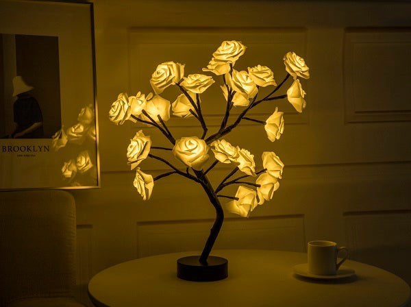 Rose Flower LED Night Light – USB & Battery Operated Table Lamp for Home Décor