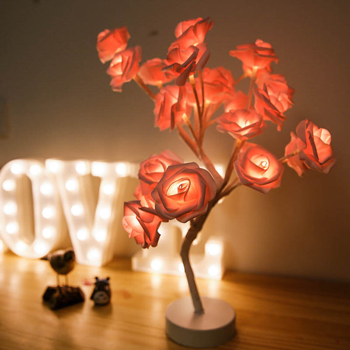 Rose Flower LED Night Light – USB & Battery Operated Table Lamp for Home Décor