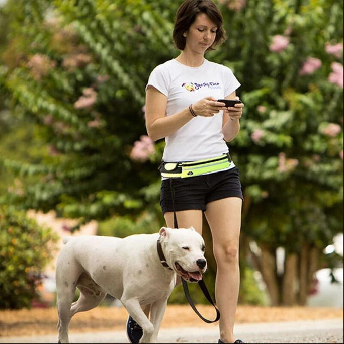 Hands-Free Dog Leash with Training Belt – Shock-Absorbing Bungee & Storage Pockets