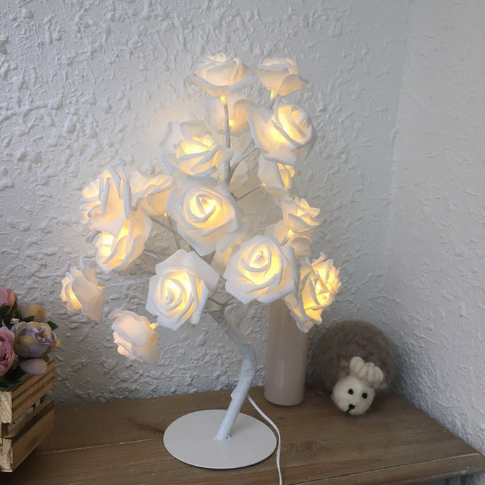 Rose Flower LED Night Light – USB & Battery Operated Table Lamp for Home Décor