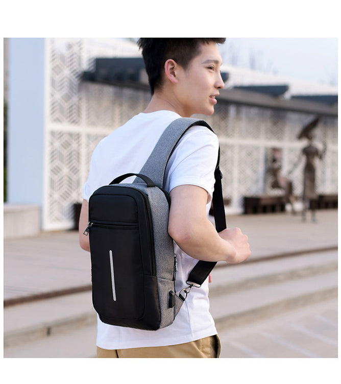 Anti-Theft Chest Bag with USB Charging Port – Crossbody Travel Sling Backpack