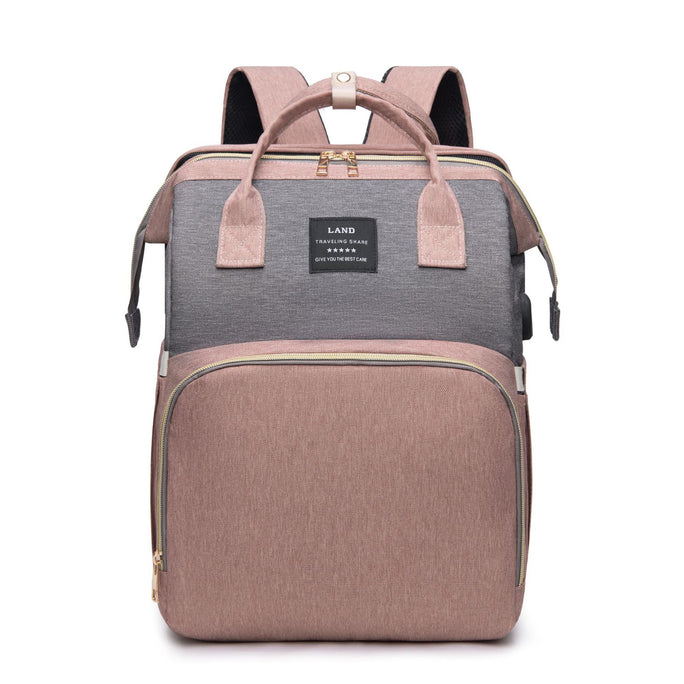 3-in-1 Baby Diaper Bag Backpack with Foldable Crib & Insulated Pockets