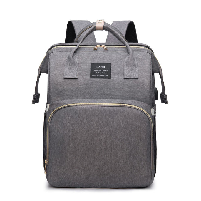 3-in-1 Baby Diaper Bag Backpack with Foldable Crib & Insulated Pockets