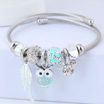 DIY Beaded Owl & Angel Wings Bracelet – Stainless Steel Pendant Jewelry