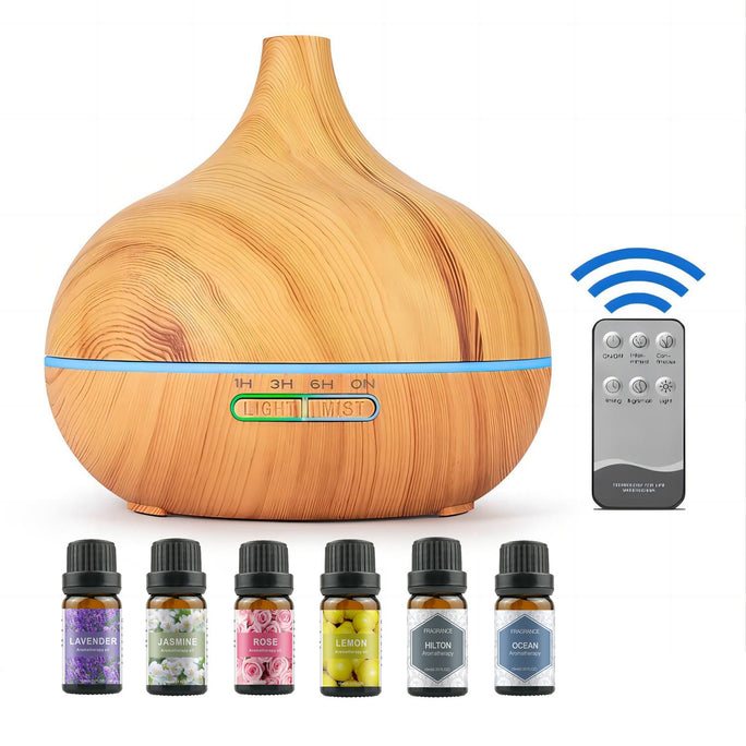 550ml Essential Oil Diffuser with Auto Shut-Off + 6-Pack Aromatherapy Oils