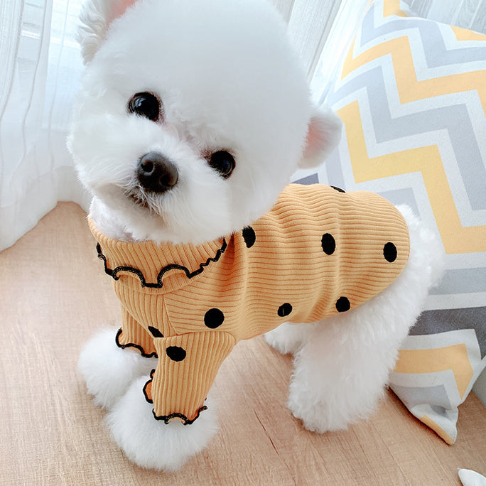 Polka Dot Turtleneck Pet Shirt – Soft & Cozy Pet Clothing