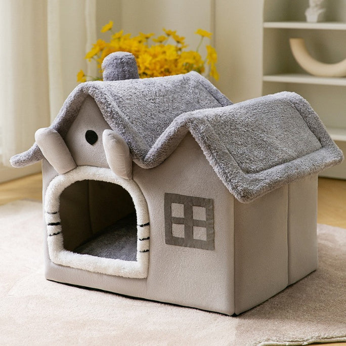 Foldable Pet House & Bed – Warm Enclosed Cave for Dogs & Cats