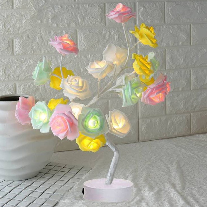 Rose Flower LED Night Light – USB & Battery Operated Table Lamp for Home Décor