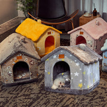 Foldable Pet House & Bed – Warm Enclosed Cave for Dogs & Cats