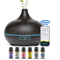 550ml Essential Oil Diffuser with Auto Shut-Off + 6-Pack Aromatherapy Oils