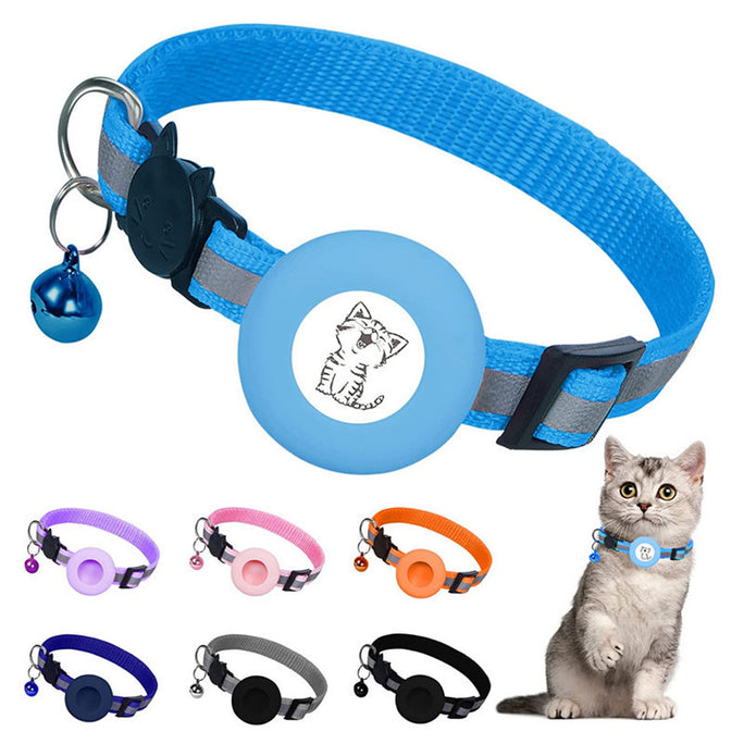 Apple AirTag Pet Collar with Protective Cover – Anti-Lost Reflective Cat Collar with Bell