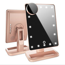 Touch Screen LED Makeup Mirror with 20 Lights, Bluetooth Speaker & 10X Magnification