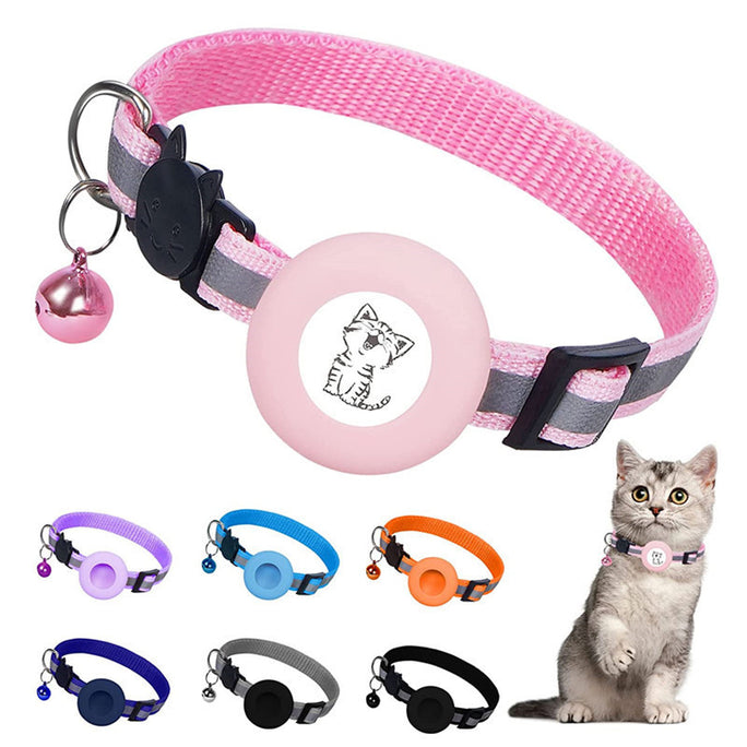 Apple AirTag Pet Collar with Protective Cover – Anti-Lost Reflective Cat Collar with Bell
