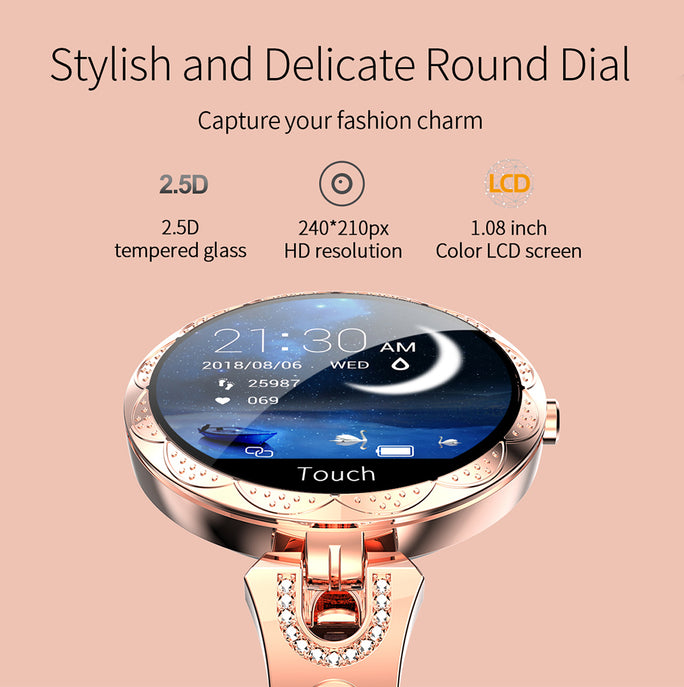 Women’s Fashion Smartwatch – Waterproof Fitness & Heart Rate Monito