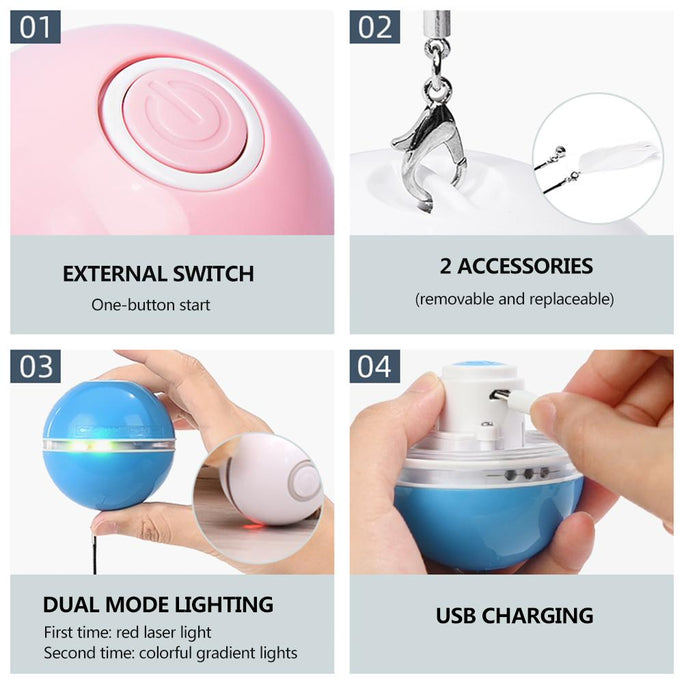 LED Laser Rolling Cat Toy – Interactive Electronic Ball for Pets