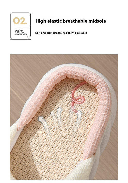 Cute Piggy Open-Toe Slippers – Soft Linen & Cotton Slides
