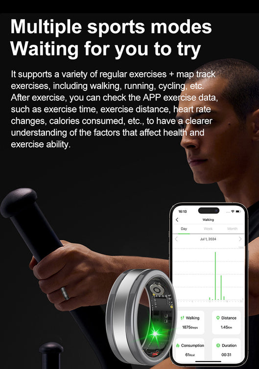 Smart Ring with Heart Rate & SpO₂ Monitor – Advanced Sleep Tracking, Step Counter & App Control