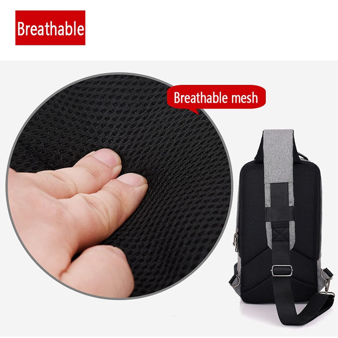 Anti-Theft Chest Bag with USB Charging Port – Crossbody Travel Sling Backpack