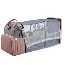 3-in-1 Baby Diaper Bag Backpack with Foldable Crib & Insulated Pockets