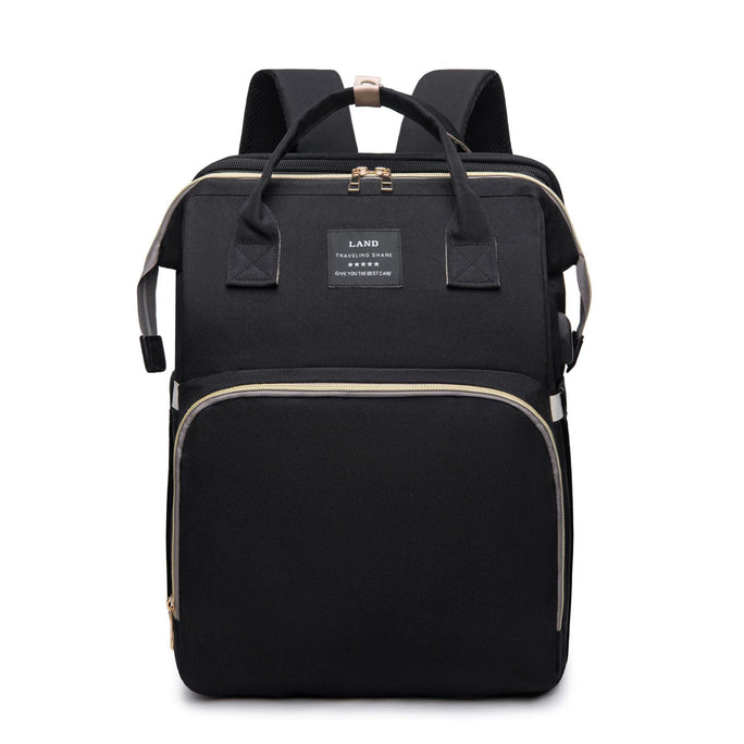 3-in-1 Baby Diaper Bag Backpack with Foldable Crib & Insulated Pockets