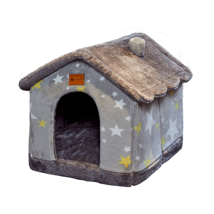 Foldable Pet House & Bed – Warm Enclosed Cave for Dogs & Cats