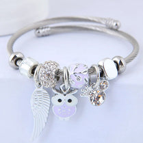 DIY Beaded Owl & Angel Wings Bracelet – Stainless Steel Pendant Jewelry