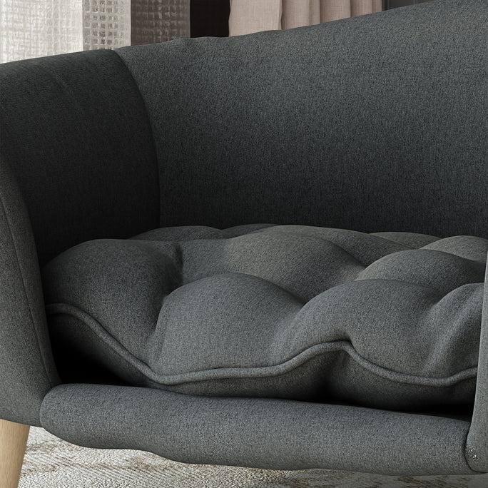 Mid-Century Modern Pet Bed – Tufted Cushion with Birch Wood Legs