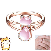 Rose Gold Plated Cat Ring with Hibiscus Crystal – Women’s Jewelry for Pet Lovers