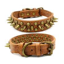 Retro Spiked Leather Dog Collar – Studded Rivet Design