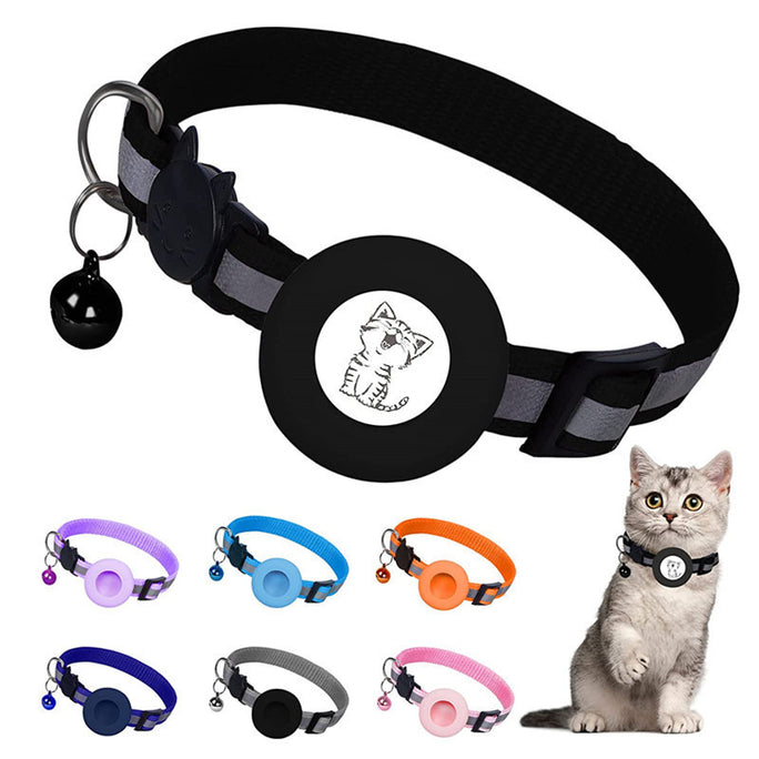 Apple AirTag Pet Collar with Protective Cover – Anti-Lost Reflective Cat Collar with Bell